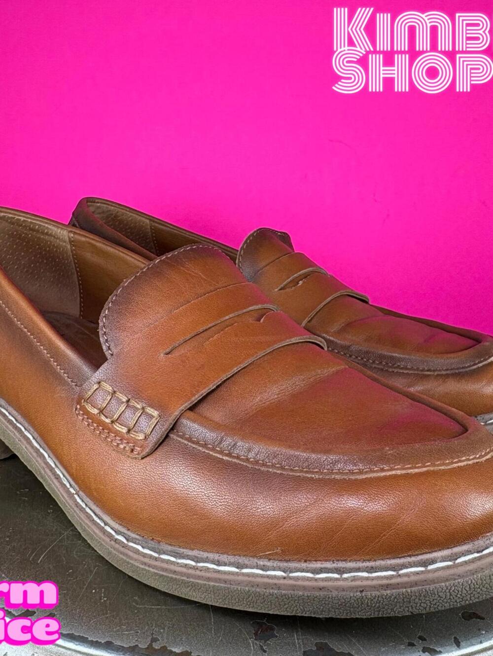 Earth Javas Brown Leather Penny Loafer US 8 Wide UK 6